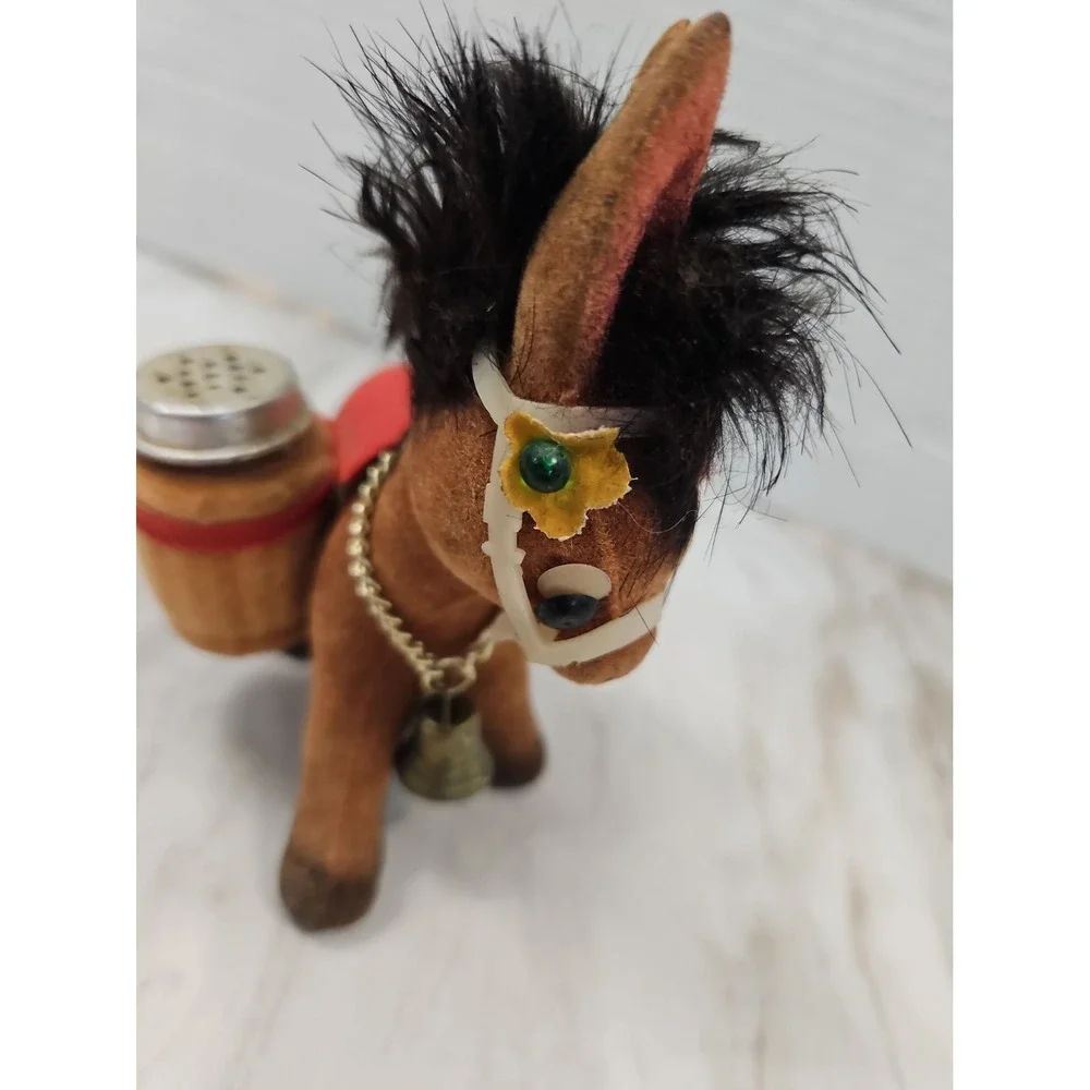 Vintage Enesco Black Hair Donkey/Pack Horse Hong Kong Salt & Pepper Shaker Set